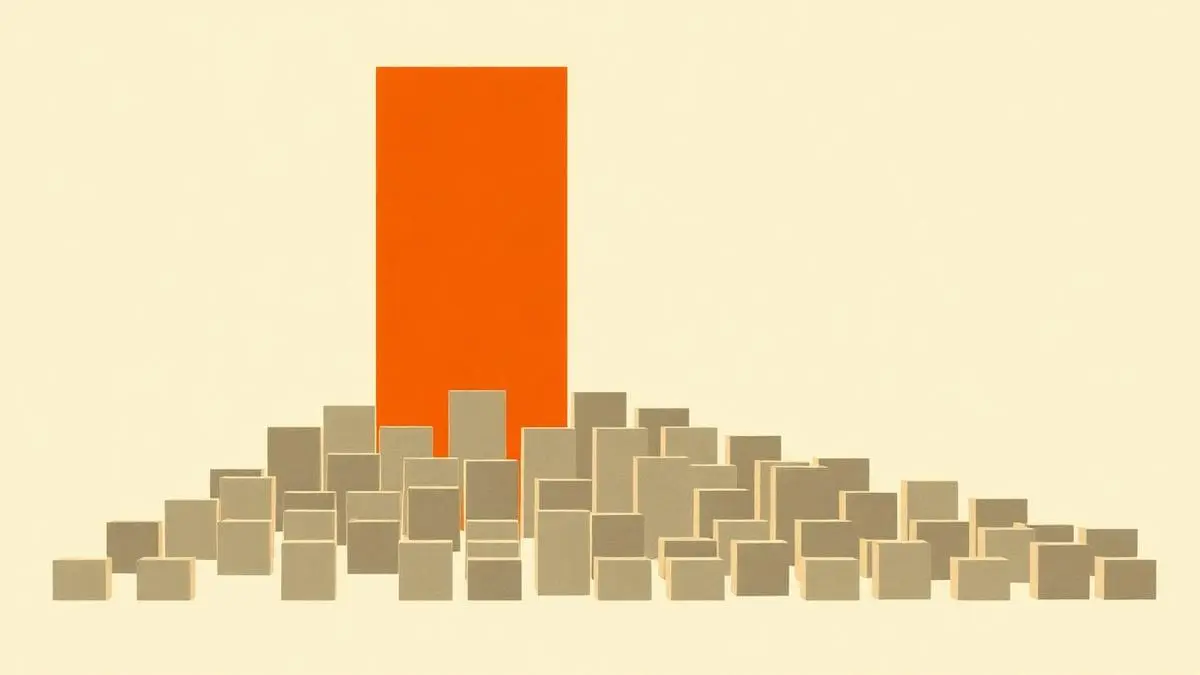 One tall orange block towering over many small blocks, showing a single ad driving most of a brand's YouTube reach