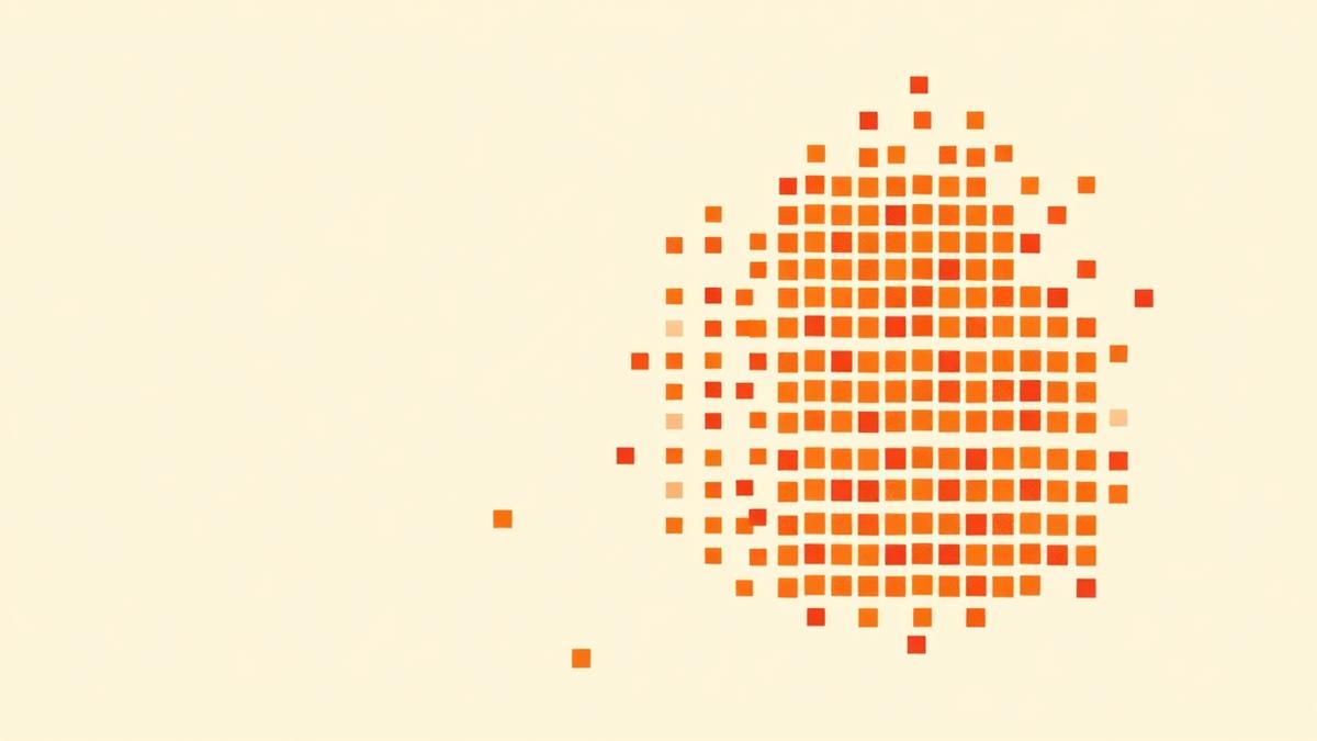 Chart showing how many YouTube ads top advertisers run, a dense cluster of red-orange squares beside a few scattered single squares.